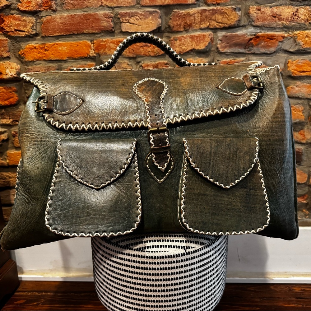 Morroccan genuine leather duffel bag